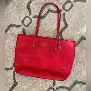 Coach Red Shoulder Tote